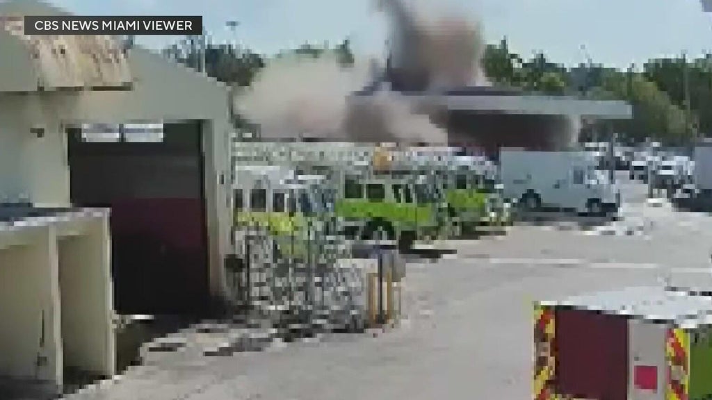 Surveillance video shows moments of explosion at Miami-Dade Fire Rescue logistics facility, leaving 1 dead, 4 injured — CBS Miami, Coconut Creek Health news